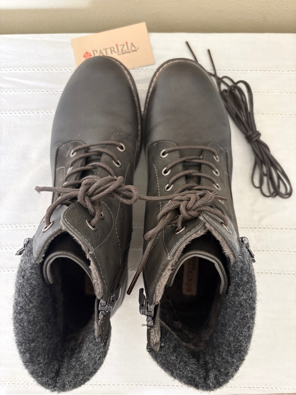 Patrizia by Spring Step Orsenise Grey Lace-Up Combat Boots Size 40 / US 9 - Picture 13 of 13